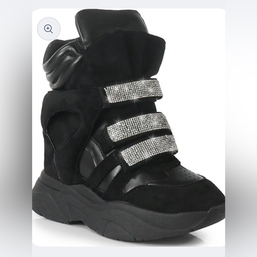 Black wedge bling sneaker